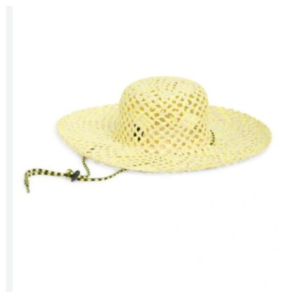 BP Floppy Sun Straw Floppy Hat Brim Almond- Yellow Iris Adjustable Strap NWT - Picture 10 of 12